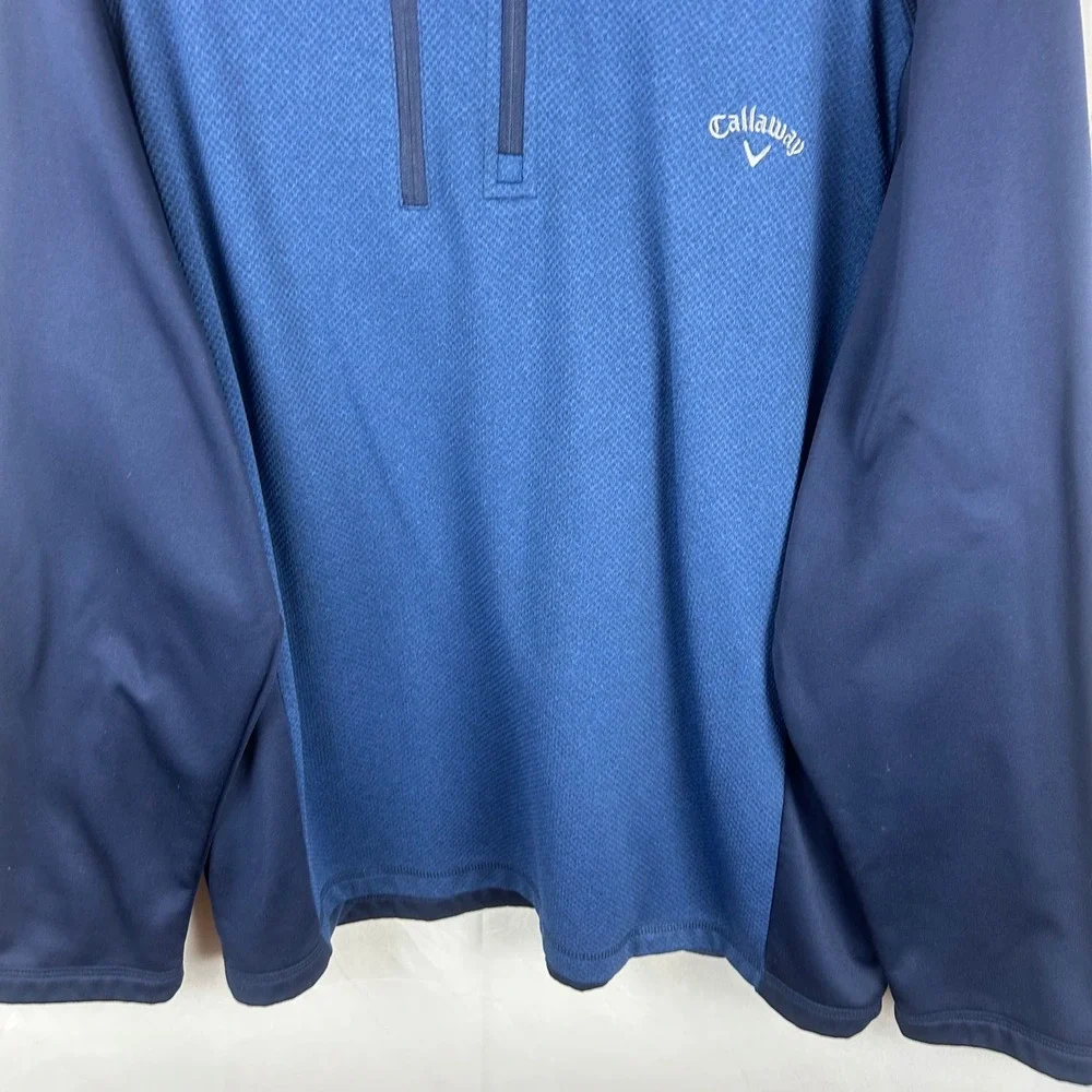 Callaway Mens XXL 1/4‎ Zip Pullover Blue Textured Golf Performance Jacket